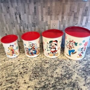 Tupperware Holiday Decor Canisters - Red and White